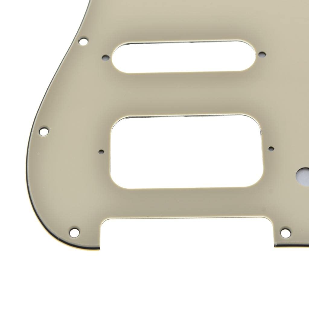 Dopro 11-Hole Strat HSS Guitar Pickguard 2-Screw Humbucking Pickup Mount Fits American Fender Stratocaster Cream 3 Ply